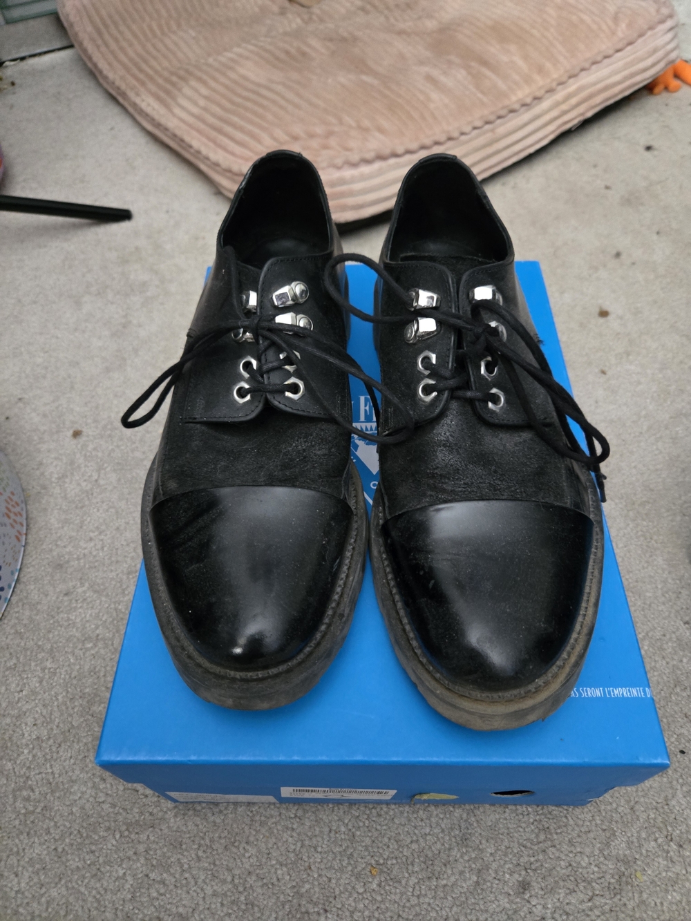 John Fluevog M9 Quinn Black Lace-Up Shoes